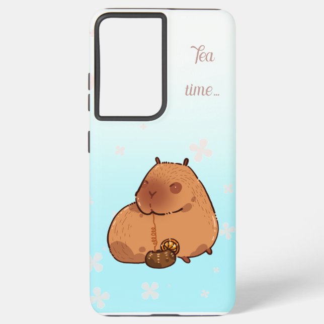 Capybara trinkt Zitronentee. Niedliche Capybara Samsung Galaxy Hülle (Rückseite)