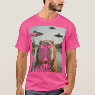 Capybara Ufos Color Selfie Weiße Capybara Funny Ca T-Shirt