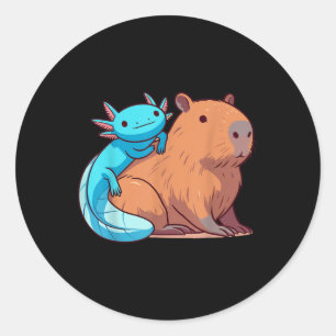 Capybara und Axolotl Runder Aufkleber