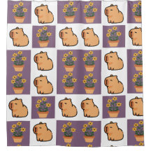 Capybara und Blume Duschvorhang | Süße Tier