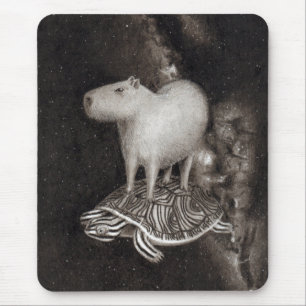 Capybara- und Dosenschildkrötefliegen durch das Mousepad