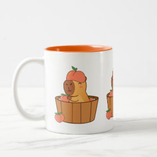 Capybara und Peach-Tasse   Niedlicher Fruchtkaffee Zweifarbige Tasse