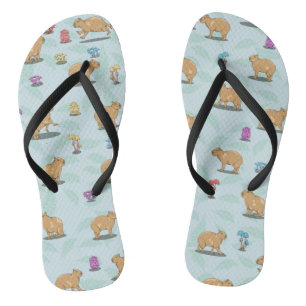 Capybara und Pilzmuster Flip Flops