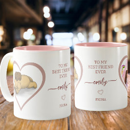 Capybara und Puppy Pink Liebe Rahmen Foto Zweifarbige Tasse