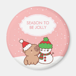 Capybara und Snowman Jahreszeit zu Niedlichen Weih Magnet
