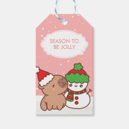 Capybara und Snowman Jahreszeit zum Jolly Niedlich Geschenkanhänger