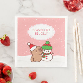 Capybara und Snowman Jahreszeit zum Jolly Niedlich Serviette