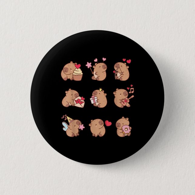 Capybara Valentine Funny Capitans Lovers Uni K Button (Vorderseite)