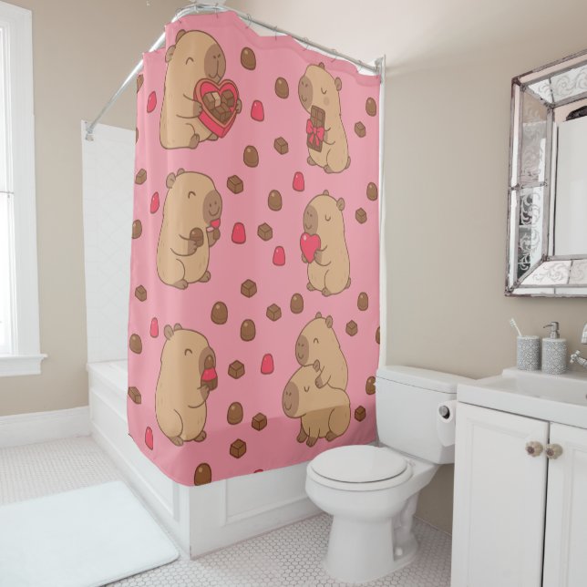 Capybara Valentine rideau | Cute animal romantique (En situation)