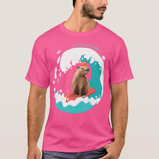 Capybara Vibes Beach Waves Capybara T-Shirt (Vorderseite)