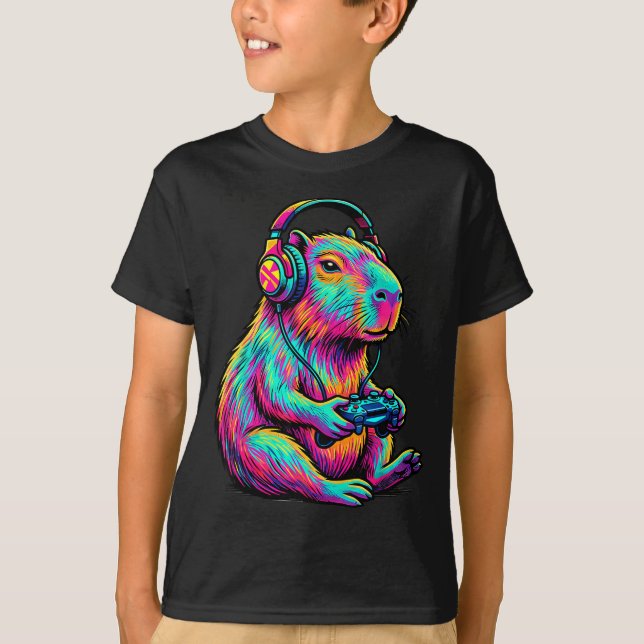 Capybara Video Games Gamer Funny Gaming Graphic Ki T-Shirt (Vorderseite)