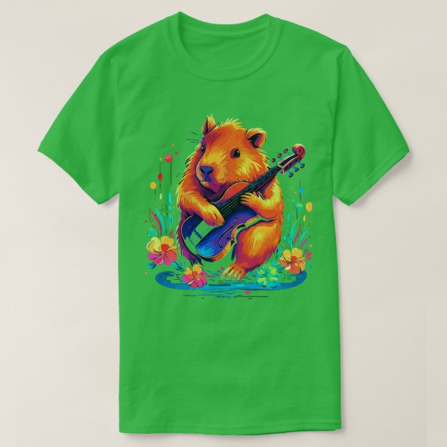 Capybara Violine T-Shirt (Design vorne)