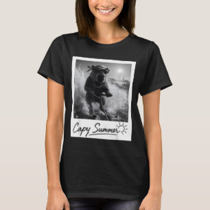 Capybara Wasserski fahren Sommer lustiges Meme  T-Shirt