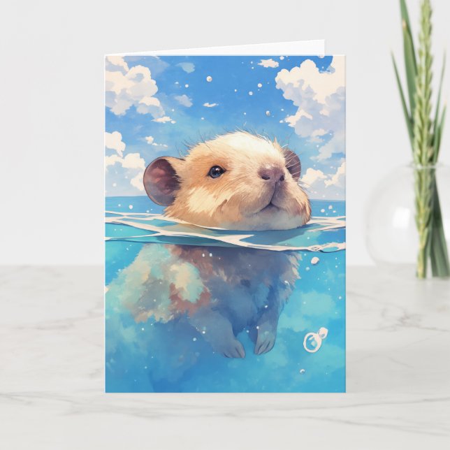 Capybara Watery Wonderland Karte (Vorderseite)