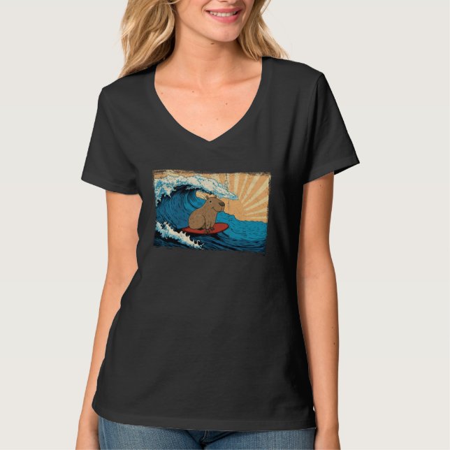 Capybara Wave  Capibara Surfboard Surfer T-Shirt (Vorderseite)