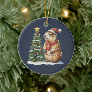 Capybara Weihnachten Cappy Tierliebhaber Xmas Keramik Ornament