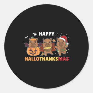 Capybara Weihnachten halloween coume glückliche ha Runder Aufkleber