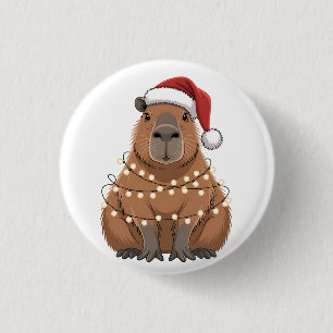 Capybara Weihnachten Matching Lustiger Santa Button