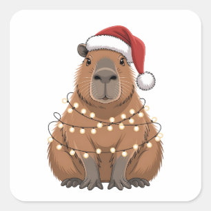 Capybara Weihnachten Matching Lustiger Santa Quadratischer Aufkleber