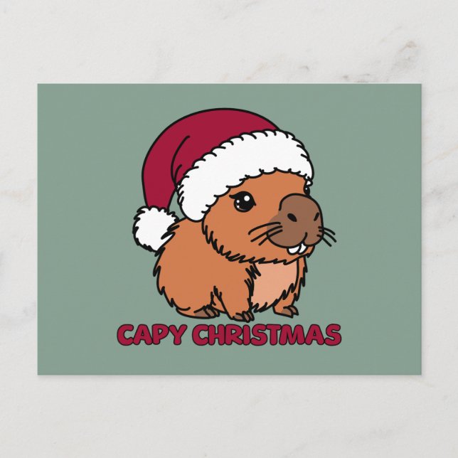 Capybara Weihnachten Postkarte (Vorderseite)
