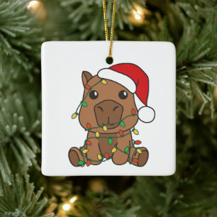 Capybara Weihnachten Winter Tiere Urlaub Keramikornament