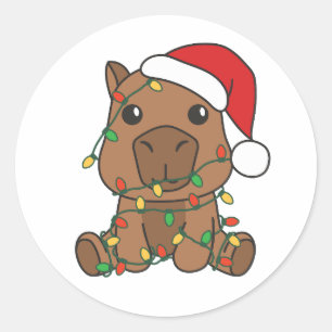 Capybara Weihnachten Winter Tiere Urlaub Runder Aufkleber