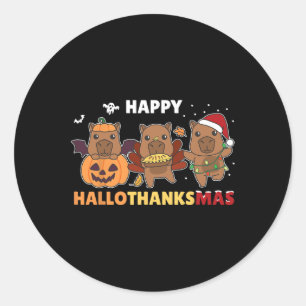 Capybara Weihnachts Halloween Kostüm Happy Halloth Runder Aufkleber