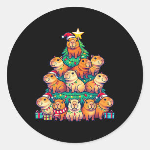 Capybara Weihnachtsbaum Funny Capybara Runder Aufkleber