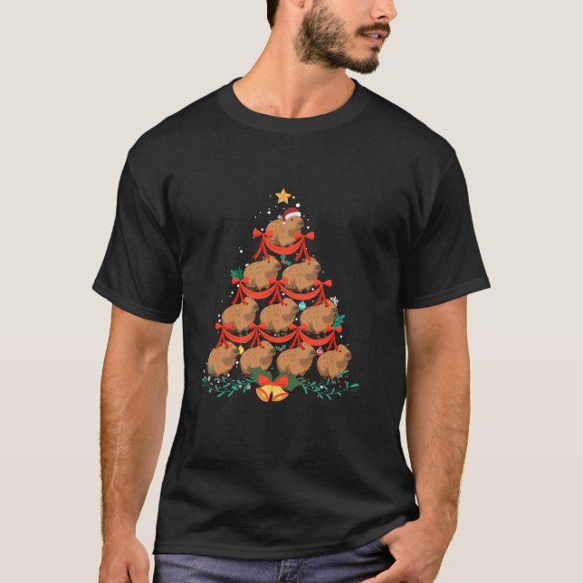 Capybara Weihnachtsbaum Geschenk Funny Christmas C T-Shirt (Vorderseite)