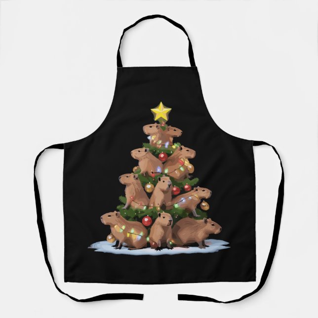 Capybara Weihnachtsbaum Geschenk Funny Xmas Capy Schürze (Vorderseite)