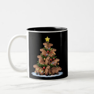 Capybara-Weihnachtsbaum-Geschenk Lustiger Xmas-Cap Zweifarbige Tasse