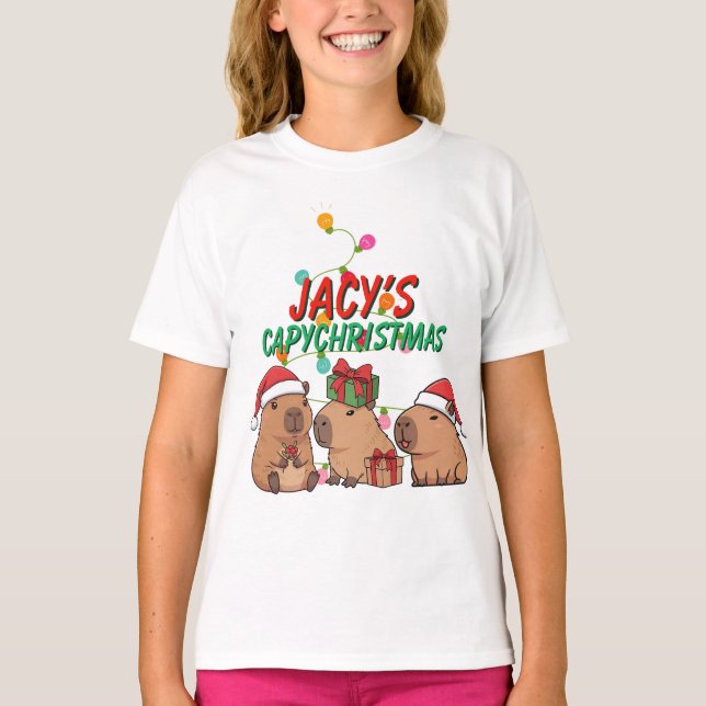 Capybara-Weihnachtsfeiertag  T-Shirt (Vorderseite)