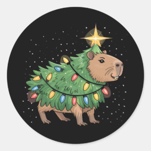 Capybara-Weihnachtsgeschenke Capy Lustiger Weihnac Runder Aufkleber
