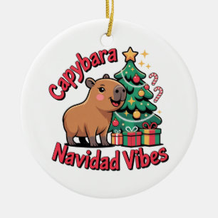 Capybara-Weihnachtsstimmung Feiertags-Humor Keramik Ornament