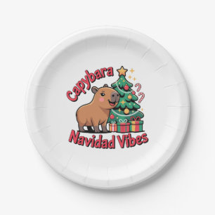 Capybara-Weihnachtsstimmung Feiertags-Humor Pappteller
