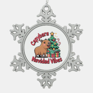 Capybara-Weihnachtsstimmung Feiertags-Humor Schneeflocken Zinn-Ornament