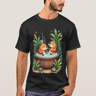 Capybara Whirlpool-Relaxation Wasserfarben-Kunstau T-Shirt