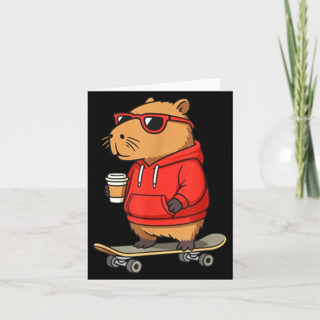 Capybara With Sungles Skater Capy  Karte (Vorderseite)