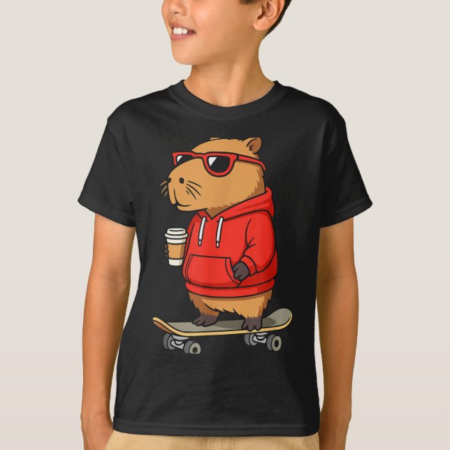 Capybara With Sungles Skater Capy  T-Shirt (Vorderseite)