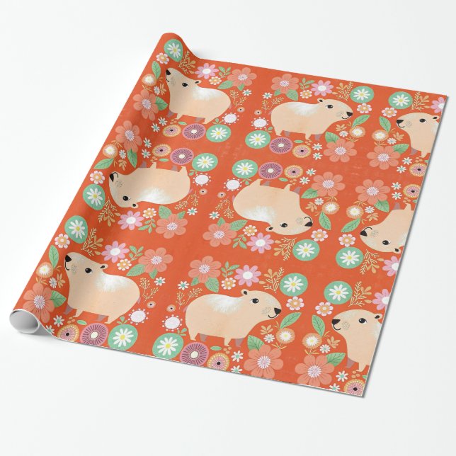 Capybara Wrapping Paper Geschenkpapier (Ungerollt)