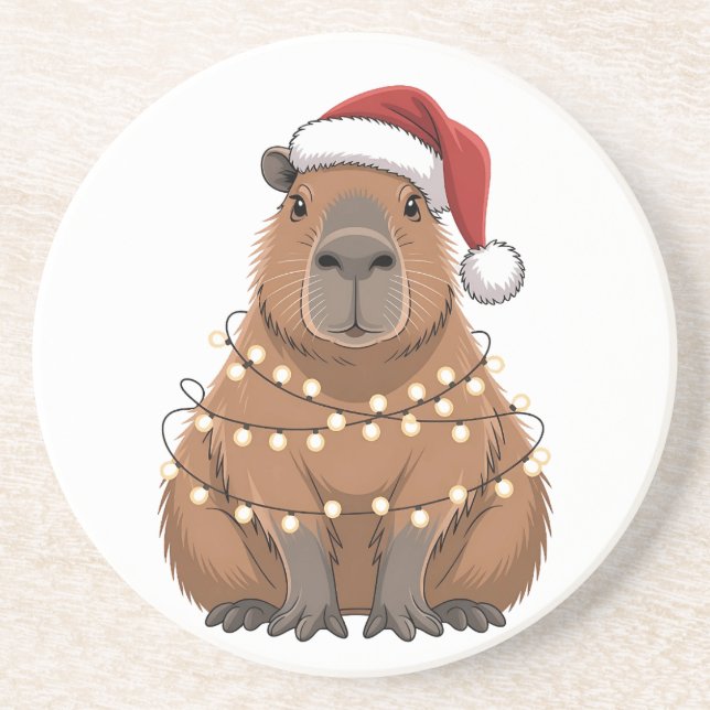 Capybara Xmas Matching Funny Santa Getränkeuntersetzer (Vorne)