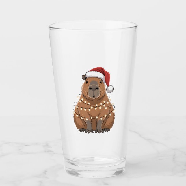 Capybara Xmas Matching Funny Santa Glas (Vorderseite)