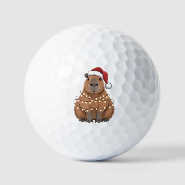 Capybara Xmas Matching Funny Santa Golfball (Vorderseite)