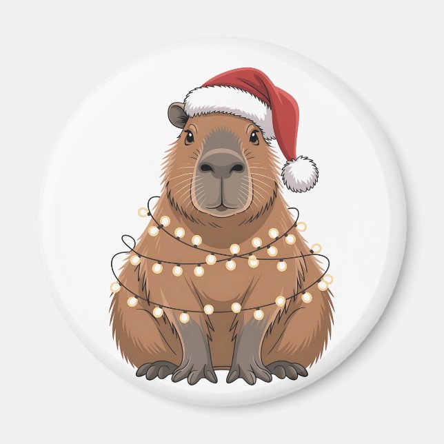 Capybara Xmas Matching Funny Santa Magnet (Vorne)