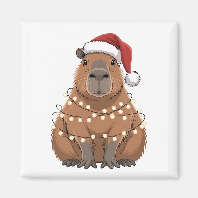 Capybara Xmas Matching Funny Santa Magnet (Vorne)