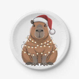 Capybara Xmas Matching Funny Santa Pappteller