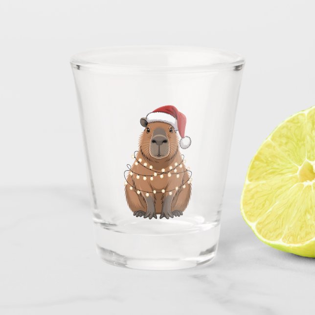 Capybara Xmas Matching Funny Santa Schnapsglas (Vorderseite)