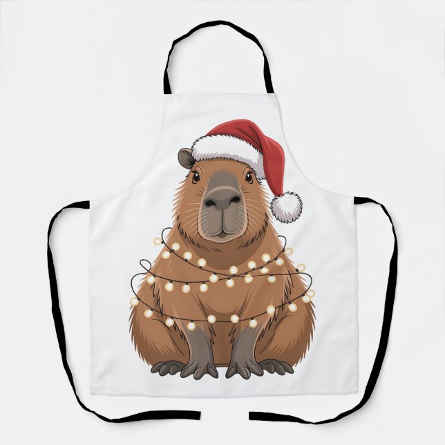 Capybara Xmas Matching Funny Santa Schürze (Vorderseite)