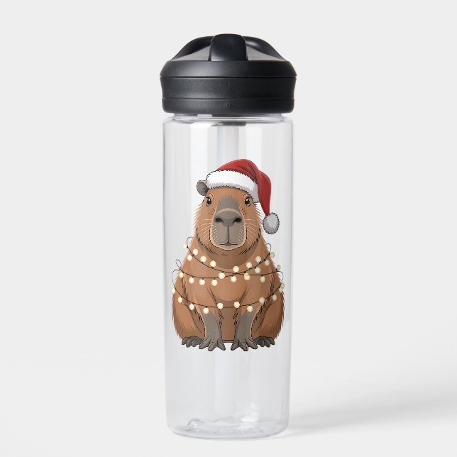 Capybara Xmas Matching Funny Santa Trinkflasche (Vorderseite)