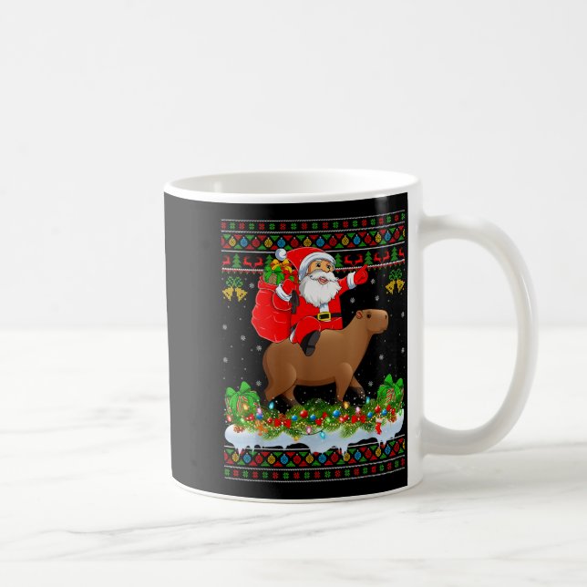 Capybara Xmas Pajamas Ugly Santa Riding Capybara C Kaffeetasse (Rechts)
